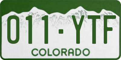 CO license plate 011YTF