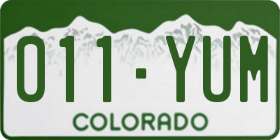 CO license plate 011YUM