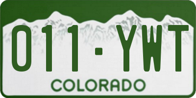 CO license plate 011YWT