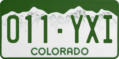 CO license plate 011YXI