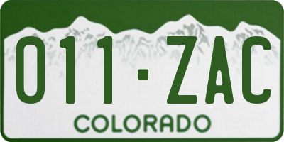 CO license plate 011ZAC