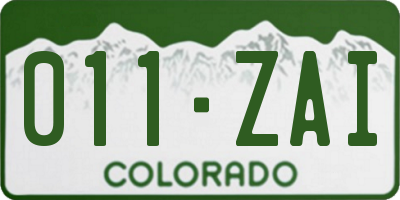CO license plate 011ZAI