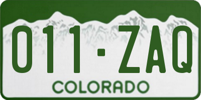 CO license plate 011ZAQ