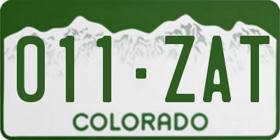 CO license plate 011ZAT