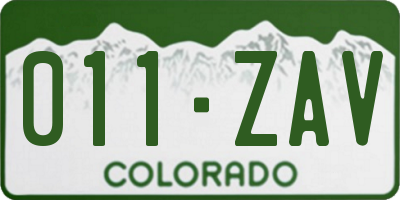 CO license plate 011ZAV