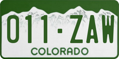 CO license plate 011ZAW