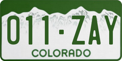 CO license plate 011ZAY