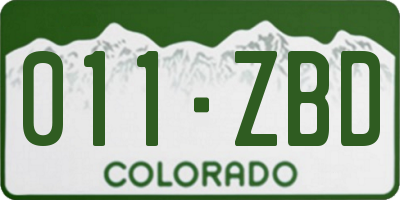 CO license plate 011ZBD