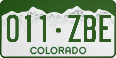 CO license plate 011ZBE