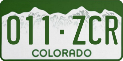 CO license plate 011ZCR
