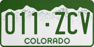 CO license plate 011ZCV