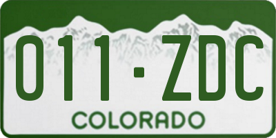 CO license plate 011ZDC