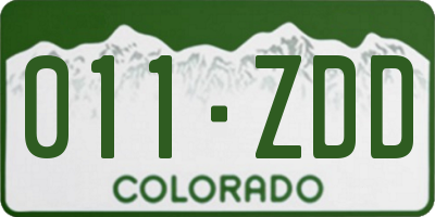 CO license plate 011ZDD