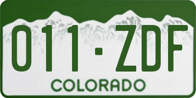 CO license plate 011ZDF