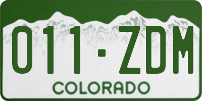 CO license plate 011ZDM