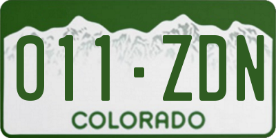 CO license plate 011ZDN