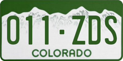 CO license plate 011ZDS