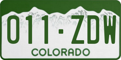CO license plate 011ZDW