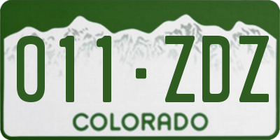 CO license plate 011ZDZ
