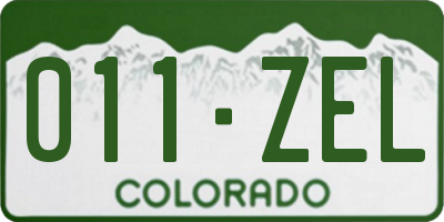 CO license plate 011ZEL