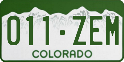 CO license plate 011ZEM