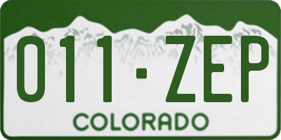 CO license plate 011ZEP