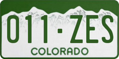 CO license plate 011ZES