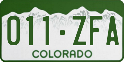 CO license plate 011ZFA