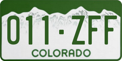 CO license plate 011ZFF