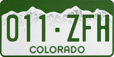 CO license plate 011ZFH