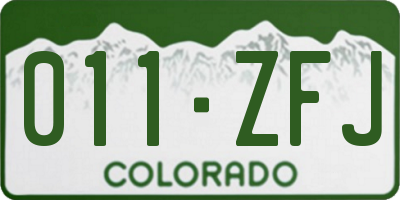 CO license plate 011ZFJ