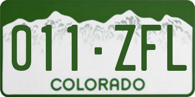 CO license plate 011ZFL