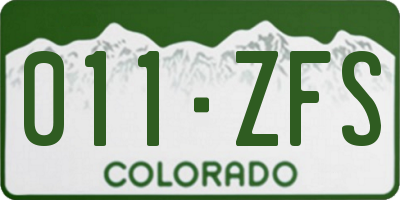 CO license plate 011ZFS