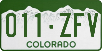 CO license plate 011ZFV