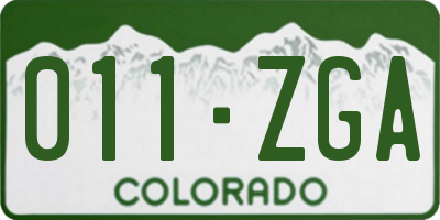 CO license plate 011ZGA