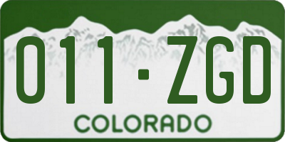 CO license plate 011ZGD
