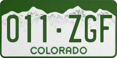 CO license plate 011ZGF