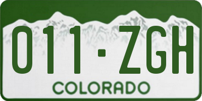 CO license plate 011ZGH