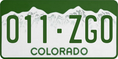 CO license plate 011ZGO