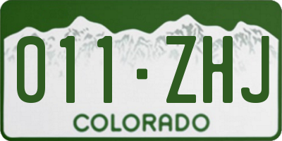 CO license plate 011ZHJ