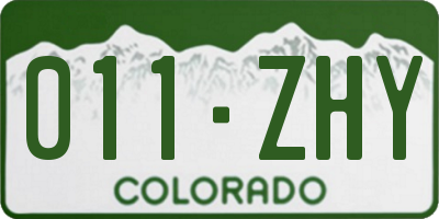 CO license plate 011ZHY