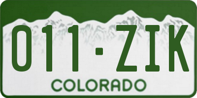 CO license plate 011ZIK