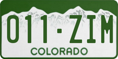 CO license plate 011ZIM