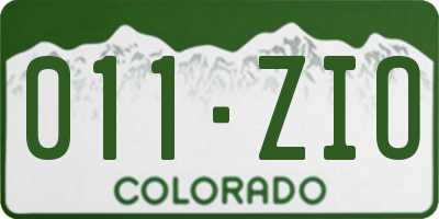 CO license plate 011ZIO