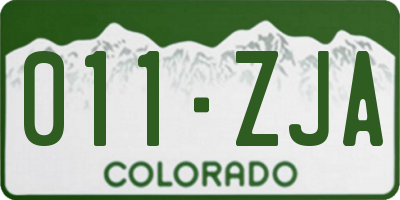 CO license plate 011ZJA