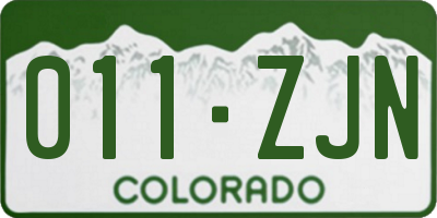 CO license plate 011ZJN