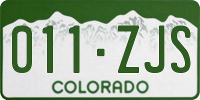 CO license plate 011ZJS
