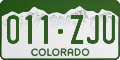 CO license plate 011ZJU