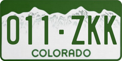 CO license plate 011ZKK