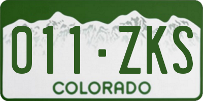 CO license plate 011ZKS